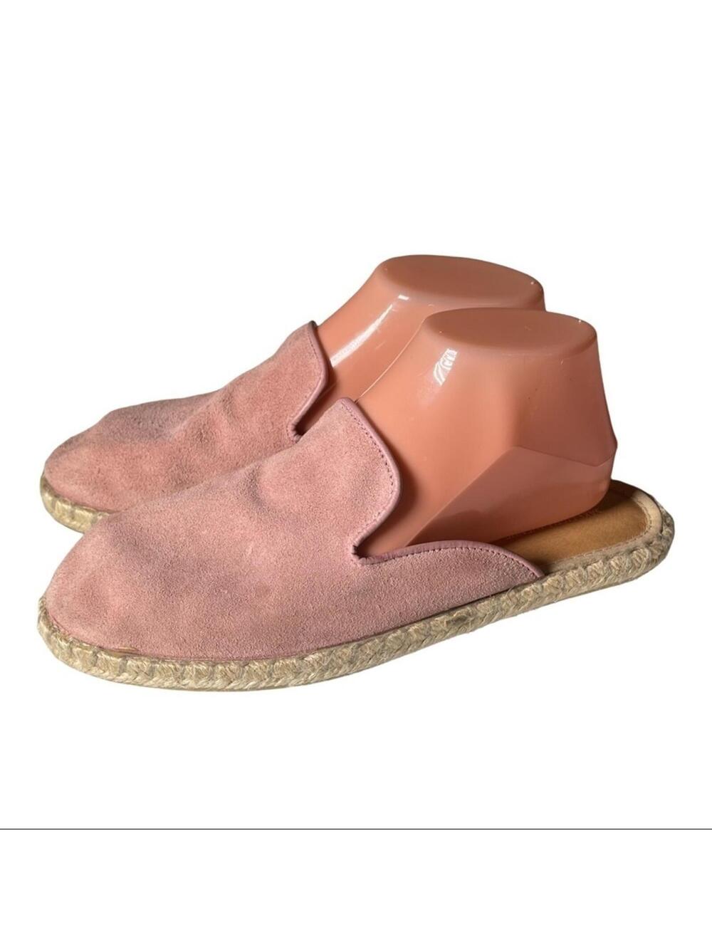 Saks Fifth Avenue Pink Suede Espadrille Mules / Slides